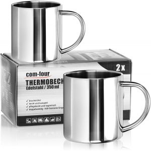 Sjzg-&reg; 2x Tasses Thermiques En Acier Inoxydable - 350 Ml Par Tasse - Tasse Isolante &Agrave; Double Paroi - Tasse &Agrave; Caf&eacute; Incassable - Tasse &Agrave; Boire Thermique - Va Au Lave-Vaisselle (350ml) - Neuf
