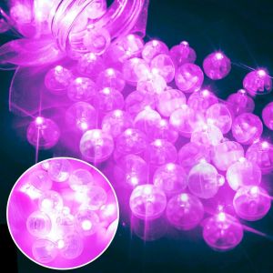 CAUC-100 Pi&egrave;ces Lumi&egrave;res de ballon LED, Rose Violet mini ballons Lampes LED, lumi&egrave;re de f&ecirc;te de ballon LED, Rond ballons lumineux pour anniversaire, mariage, No&euml;l, nouvel an, d&eacute;coration de carnaval - Neuf
