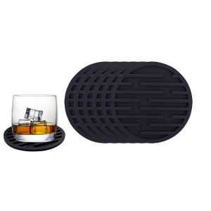 Lot De 6 Dessous De Verre En Silicone &Agrave; Rainures Ray&eacute;es Pour La Maison Et La Cuisine - Neuf
