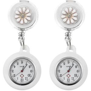 Montre D'infirmi&egrave;re R&eacute;tractable, Clip Sur La Montre Portable Montre De Poche &Agrave; Revers Montre Fob Montre Avec Couverture En Silicone Pour Filles Femme Infirmi&egrave;re 2pcs - Neuf