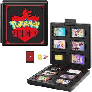 KAL-Étui Pour Cartes De Jeux Nintendo Switch - Portable Et Mince, Boitier De Protection Pour 24 Jeux Nintendo Switch, Boîte De Rangement Peut Contenir 12 Cartes De Jeu Et 12 Cartes Sd (Black Shield) - Neuf