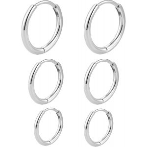 Kal-3-7 Paires Boucles D'oreilles Créoles Pour Femme, Creoles Or Argent Femme Homme, Hypoallergénique Boucles D'oreilles Mini Creole Acier Inoxydable - Neuf