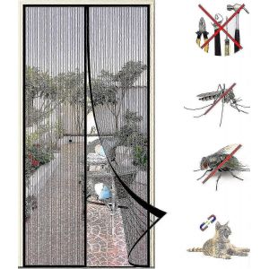 moustiquaire de fen&ecirc;tre de porte magn&eacute;tique 120x210cm,moustiquaire de cryptage en maille autocollante,rideau magn&eacute;tique anti-moustiques fermeture automatique,pas de per&ccedil;age - Neuf