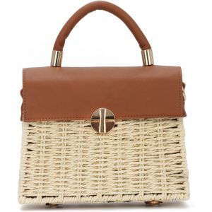 RFCBC-Sac Bandoulière en Paille pour Femmes Vintage Sac Panier en Rotin Sac de Plage d'été Sac à Main Tissé pour Vacances Voyages(Beige) - Neuf