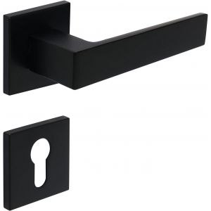 set de poign&eacute;es GARDA pour salle de bain & WC | Panneau de porte moderne et de haute qualit&eacute;, garniture de poign&eacute;e de porte, ferrure de porte, rosace pour portes int&eacute;rieures | couleur argent - Neuf