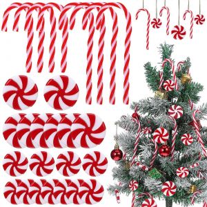Bonbons de no&euml;l Suspendus Ornements en Acrylique Rouge Candy Cane Pendaison D&eacute;corations 240Pcs - Neuf
