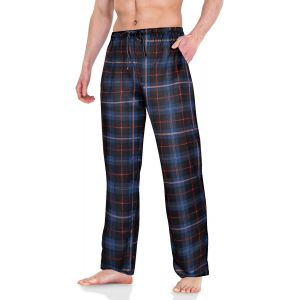 Trahoo-Pantalon Pyjama Homme, V&ecirc;tements De Nuit Et De D&eacute;tente Maison, Long De Couleur Unie/Treillis Avec Cordon De Serrage - Neuf