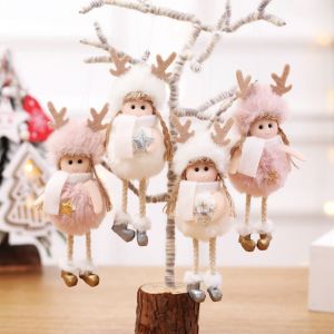 4 pi&egrave;ces de d&eacute;coration de No&euml;l Elk poup&eacute;e ange pendentif arbre - Neuf