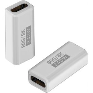 KAL-Lot De 2 Coupleurs Usb C 240 W, 80 Gbit/S De Type C Femelle Vers Femelle Prenant En Charge La Sortie Vid&eacute;o 8K @ 60 Hz Pour Macbook, Ipad, Thunbderbolt 5/4/3 (2 Pi&egrave;ces) - Neuf