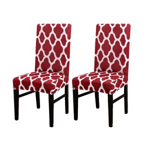 Housses de chaise extensibles rouges pour chaises de salle &agrave; manger - Lot de 2 - Neuf