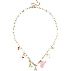 Kal-Collier &Agrave; Breloques Initiales Or Pour Femmes, Cowgirl Occidentale Collier Pendentif Lettre Bottes De Cowboy Chapeau Collier Cha&icirc;ne Trombone Tendance Cadeau De Bijoux - Neuf