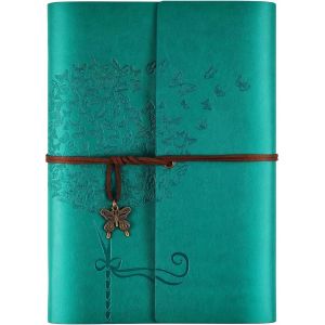ChenQuanSarl-Cahier De Note,Carnet De Notes En Cuir, Agenda Pour Femmes Filles,Journal Intime Fille, Rechargeable Carnet Secret Fille Journal De Voyage R&eacute;tro Doubl&eacute; A5 16,5 Cm X 23,4 Cm (Bleu) - Neuf
