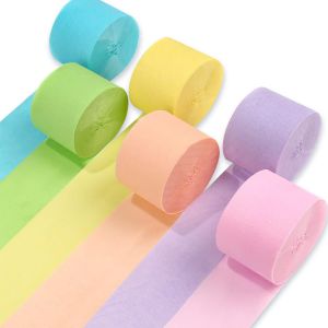 Chicslick-Lot De 6 Banderoles En Papier Crépon De 150 M, Lot De Banderoles De Fête En 6 Couleurs Pastel Pour Décorations D'anniversaire, Décorations De Fête, Décorations (1,8 Pouces X 82 Pie[X493] - Neuf