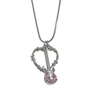 Guitare &Eacute;pines Coeur Pendentif Collier Cor&eacute;en Mode Amour Collier Pour Femmes - Neuf