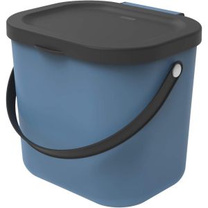 ERYI-Albula Poubelle Bio 6L Avec Couvercle Et Poignée Pour La Cuisine, Plastique (Pp) Sans Bpa, Bleu/Anthracite, 6L (23.5 X 20.0 X 20.8 Cm) - Neuf