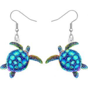 Kal-Boucles D'oreilles Tortue De Mer Bleue En Acrylique Bijoux Hawa&iuml;ens Pour Femmes Cadeaux Pour Amoureux De La Plage - Neuf