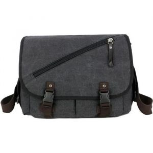 Sac à Epaule Bandoulière Messenger Cartable Scolaire Besace en Toile Noir Pour Homme Femme - Neuf