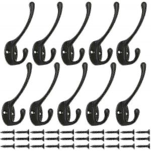 10 pièces vintage noir armoire crochets,crochets muraux crochet en métal crochets à manteau avec 25pcs vis TW - Neuf