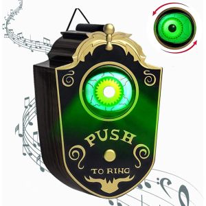 Décoration de Sonnette d'halloween, Sonnette Animée à Globe Oculaire Borgne avec Sons Effrayants, Décoration D'accessoires de Maison Hantée pour Fête d'halloween (Noir) - Neuf