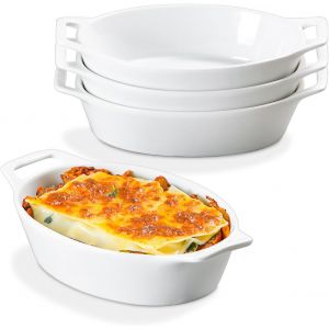 Kalanka-Lot De 4 Petits Plats De Cuisson Ovales Au Gratin, Plats De 590 Ml Avec Poignées, Moule De Cuisson En Céramique Pour 1 À 2 Personnes, Passe Au Four Pour Lasagnes, Tartes, Portions - Neuf