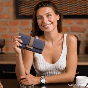 CAUC-&reg; Portefeuille pour Femme Grand | 9 Compartiments pour Cartes et fen&ecirc;tre pour Carte d'identification | Porte-Monnaie &eacute;l&eacute;gant avec Poche zipp&eacute;e et Bouton | Doux et Cuire 100% Vegan - Neuf