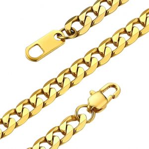 Kal-Goldchic Chaine Homme Acier Figaro/Cubain Collier Enfant Gar&ccedil;on Gourmette Maille Gros[Argent&eacute;/Plaqu&eacute; Or-Largeur 4mm/6mm/9mm-Longueur 36/46/51/55/61/66/71/76cm] Punk Hip Hop Ras De Cou Pour Penden - Neuf