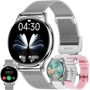 1,32&iquest; Amoled Montre Connect&eacute;e Femme Avec Appel Bluetooth, 5atm Smartwatch Avec 100+ Modes Sportifs Tracker D'activit&eacute;, Sommeil, Spo2, Smart Watch Pour Ios Android (Argent&eacute;) - Neuf