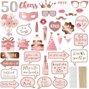 Photobooth 30 Ans, Accessoires De Selfie Anniversaire, 40pcs Rose Or, Cadre Photo Booth, Cadre Photo Gonflable, D&eacute;coration Diy Pour Femme - Neuf