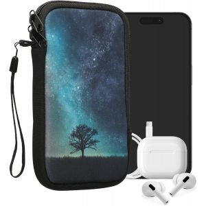 LORANKA-Housse de Protection pour Smartphone XL - 6,7/6,8"" - Sacoche de Protection pour T&eacute;l&eacute;phone Portable en N&eacute;opr&egrave;ne Arbre Cosmique Bleu-Gris-Noir - Neuf