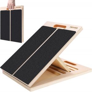 Mevronisshop-Planche Inclin&eacute;e Professionnelle, Panneau Inclin&eacute; R&eacute;glable En Bois Portable Planche D'&eacute;quilibre Avec Poign&eacute;e Pour Mollet Squats Jambes Genoux Talon Cheville - Neuf