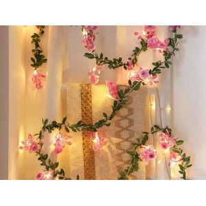 Guirlande Lumineuse De 6 M De Vignes De Fleurs Rose Clair Pour No&euml;l Et D&eacute;coration - Neuf