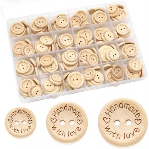 Mevronisshop-150 Pcs Boutons En Bois Pour Cardigans Tricot, Forme Ronde 15/20/25 Mm Petit Bouton Avec 2 Trous Pour Artisanaux Couture, Diy, D&eacute;coration Cr&eacute;ative&iquest; - Neuf