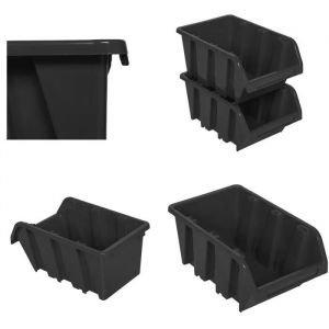100 x Boîtes de rangement empilables en plastique botle bacs à bec a suspendre Noir 160 x 230 x 120 mm - Neuf