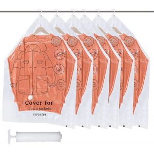 lbgwp60-Sacs De Rangement Sous Vide Suspendus Pour Vêtements,Sacs De Rangement Sous Vide 6 Pièces, Housse Sous Vide Pour Costumes, Manteaux, Vestes - Neuf
