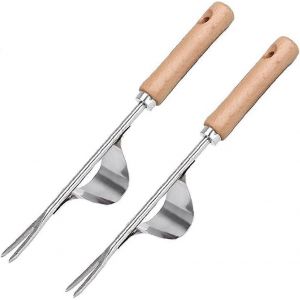 Manuel de jardin à la main Curry Désherbant Outil Extracteur de fourche à l'épreuve de la courbure pour la plantation 2pcs,Décor de jardin Ac - Neuf