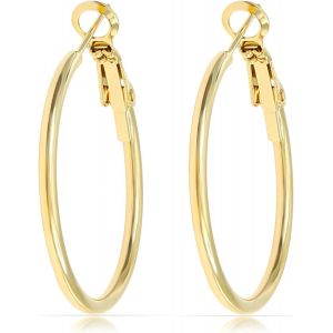 Kal-Boucles D'oreilles Cr&eacute;oles Dor&eacute;es Pour Femme En Acier Inoxydable - Bijou &Eacute;tanche - Neuf