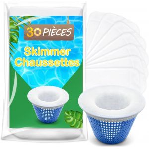 Chaussette Skimmer Piscine 30 Pi&egrave;ce,Chaussette Filtre Piscine,Prefiltre Skimmer Nylon &Eacute;lastique avec Maillage Ultra-Fin,Chaussettes d'&eacute;cumeur de Piscine pour les D&eacute;bris et la Salet&eacute; - Neuf