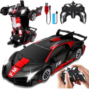 KAJGL-Voiture Télécommandée Enfant,Jouet 2 En 1 Transformable Voiture Robot,Véhicule Téléguidée Radiocommandé Avec Led,Pour Filles Et Garçons De 3 À 12 Ans,Cadeau De Noël Et Anniversaire - Neuf