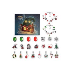 Kit de bracelet calendrier de l'Avent 2025 pour filles - Compte &agrave; rebours de 24 jours avec perles et breloques &agrave; personnaliser - Neuf