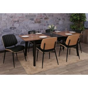 Lot de 6 chaises de salle &agrave; manger HWC-O44, chaise de cuisine, bois courb&eacute; simili-cuir Oeko-Tex MVGnaturel, noir - Neuf