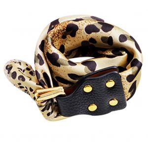 Bracelet Echarpe En Polyester Pour Femme Et Fille, Motif Leopard Avec Boucle Decorative (Noir) - Neuf