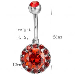 Piercing Pour Le Nombril, Anneau Rond En Zircon Plaque Cuivre, Pendentif En Forme De Cour (Rouge) - Neuf