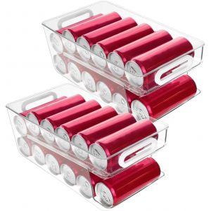 Chenquansarl-2 Rangement Canette Frigo, Distributeur Canette Frigo, 2 Étages Rangement Frigo Transparent, Automatiquement Roulant Range Canette Frigo Porte Pour Boissons Soda Bière Cuisine Placard - Neuf