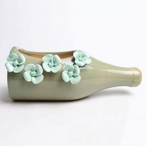 Pot de fleurs, pot de fleurs charnu, bouteille de vin attachée à la main, ameublement de la maison - Neuf