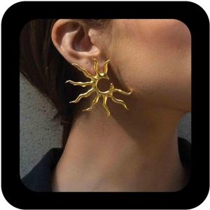 Kal-Grandes Boucles D'oreilles Soleil En M&eacute;tal Boucles D'oreilles Soleil En M&eacute;tal Boucles D'oreilles Soleil Creux Boucles D'oreilles Soleil Exag&eacute;r&eacute; Boucles D'oreilles C&eacute;lestes Bijoux (Sun A) - Neuf
