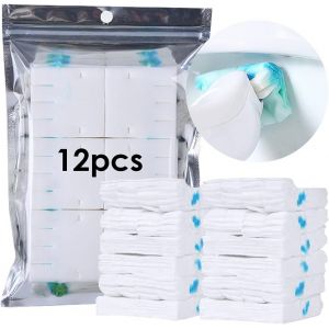 T&ecirc;tes de Recharge Jetables pour Brosse de Toilette - Syst&egrave;me de Nettoyage avec D&eacute;tergent, Lavable, en Pur Coton - 12 T&ecirc;tes D&eacute;sinfectantes - Neuf