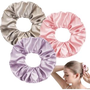 Lot De 3 Chouchous En Satin Doux Pour Cheveux, Chouchou De Nuit Confortable Anti-Casse, &Eacute;lastique &Agrave; Cheveux Femme Sans Pression, Accessoire Pour Cheveux Ondul&eacute;s Au R&eacute;veil Sans Tirer. - Neuf