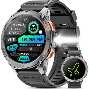 Gps Montre Connect&eacute;e Homme, 1.43"" Amoled Smartwatch Avec Appels Bluetooth/Led Flashlight/170 Modes Sportifs/Sommeil Moniteur/Batterie 530Mah/&Eacute;tanche Ip68 Montre Sport Pour Android Ios (Noir) - Neuf