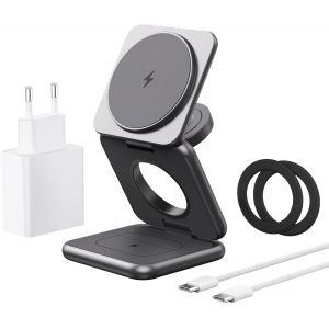 Chargeur Induction Pour Samsung, Pliable Voyage Mag-Safe Chargeur Sans Fil 3 En 1 Pour Galaxy S25 Ultra S24 S23 S22 Note Z Fold Flip, Station Charge Pour Samsung Galaxy Watch, Pour Galaxy Buds - Neuf
