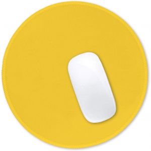 KALANKA-Tapis de Souris Rond texturé de qualité supérieure - 21 x 21 cm - Jaune - Bords Cousus - Antidérapant - Imperméable - en Caoutchouc - Joli Tapis de Souris pour Le Bureau, la Maison - Neuf
